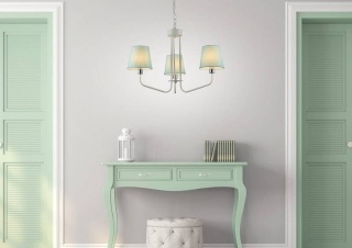 Lampa wisząca YORK biało-niebieska żyrandol z 3 kloszami abażurami - Ledea