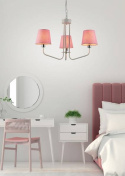 Lampa wisząca YORK biało-różowa żyrandol z 3 kloszami abażurami - Ledea - sypialnia