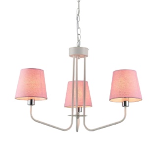 Lampa wisząca YORK biało-różowa żyrandol z 3 kloszami abażurami - Ledea