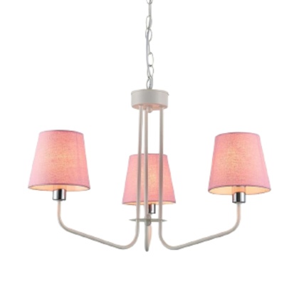 Lampa wisząca YORK biało-różowa żyrandol z 3 kloszami abażurami - Ledea