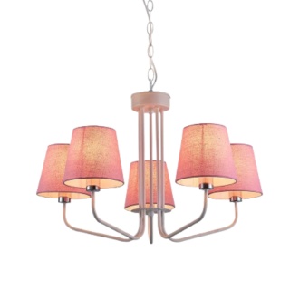Lampa wisząca YORK biało-różowa żyrandol z 5 kloszami abażurami - Ledea