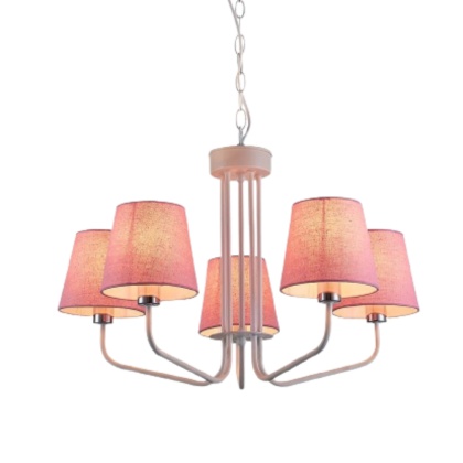 Lampa wisząca YORK biało-różowa żyrandol z 5 kloszami abażurami - Ledea