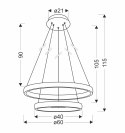 Lampa wisząca HASHIM podwójny ring 60+40cm złoty 22W+34W LED kryształki - Candellux Lighting - wymiary