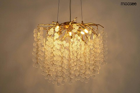 Lampa wisząca RIVIERA 60 złota  clear imitacja gałęzi drzewa piękna - Moosee - zapalona - wlaczona