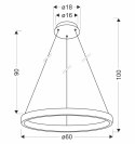 Lampa wisząca HASHIM 60cm złoty ring 34W LED kryształki - Candellux Lighting - wymiary