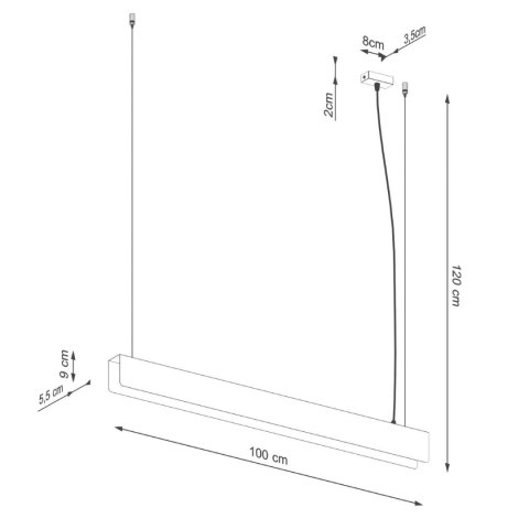 Lampa wisząca SPARK złota nowoczesna listwa led wymiary - Sollux Lighting Lampa wisząca SPARK złota nowoczesna listwa led wymiary - Sollux Lighting