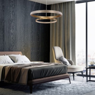 Lampa wisząca HASHIM podwójny ring 60+40cm złoty 22W+34W LED kryształki - Candellux Lighting