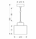 Lampa wisząca WAMA 1 pojedyncza jeden klosz metalowy - Candellux Lighting - rysunek z wymiarami