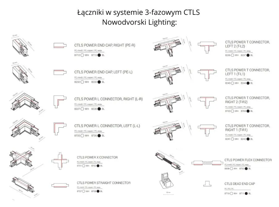 Łączniki w systemie 3-fazowym CTLS Nowodvorski Lighting